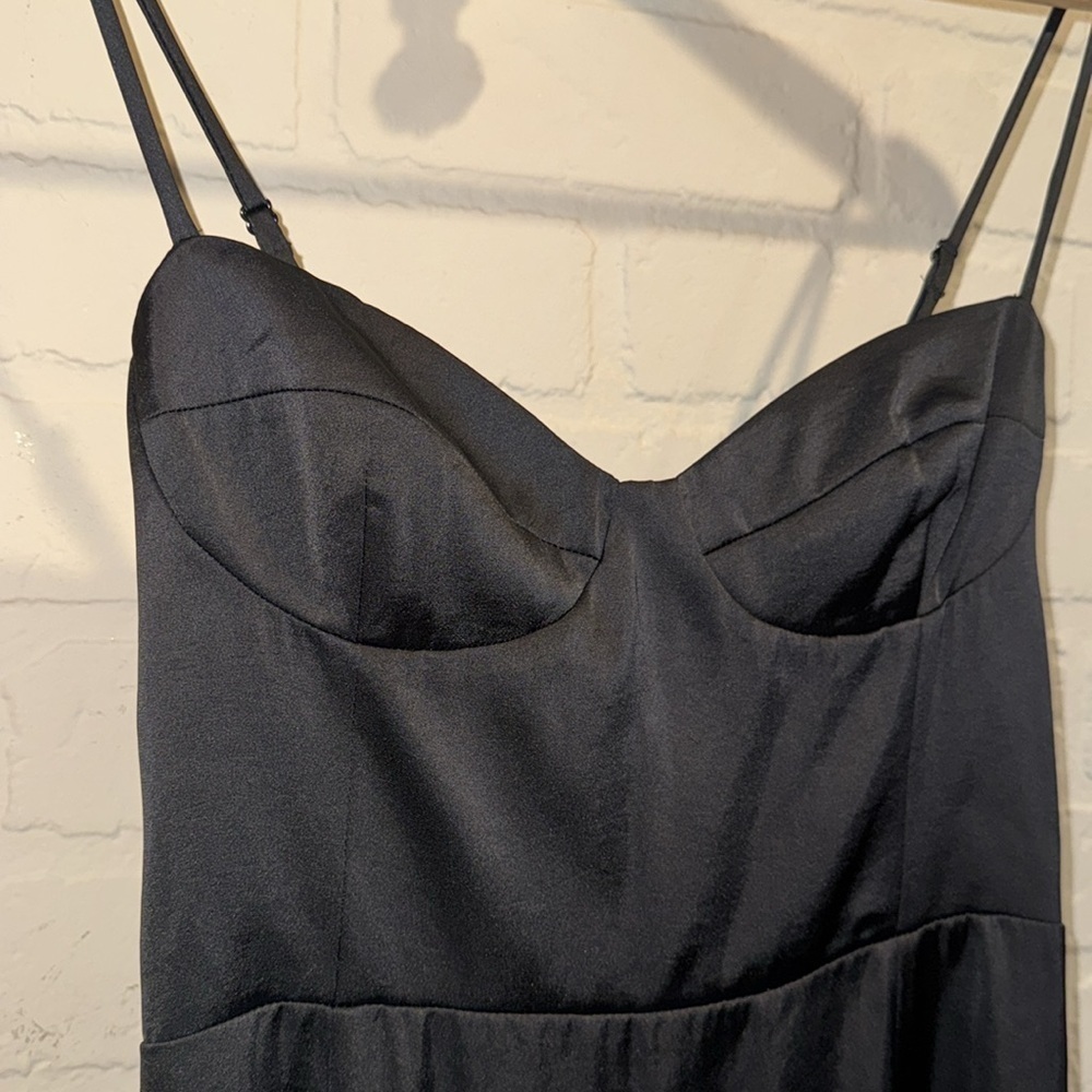 Wilfred Black Dress smocked back size 2 slit front polyester Aritzia